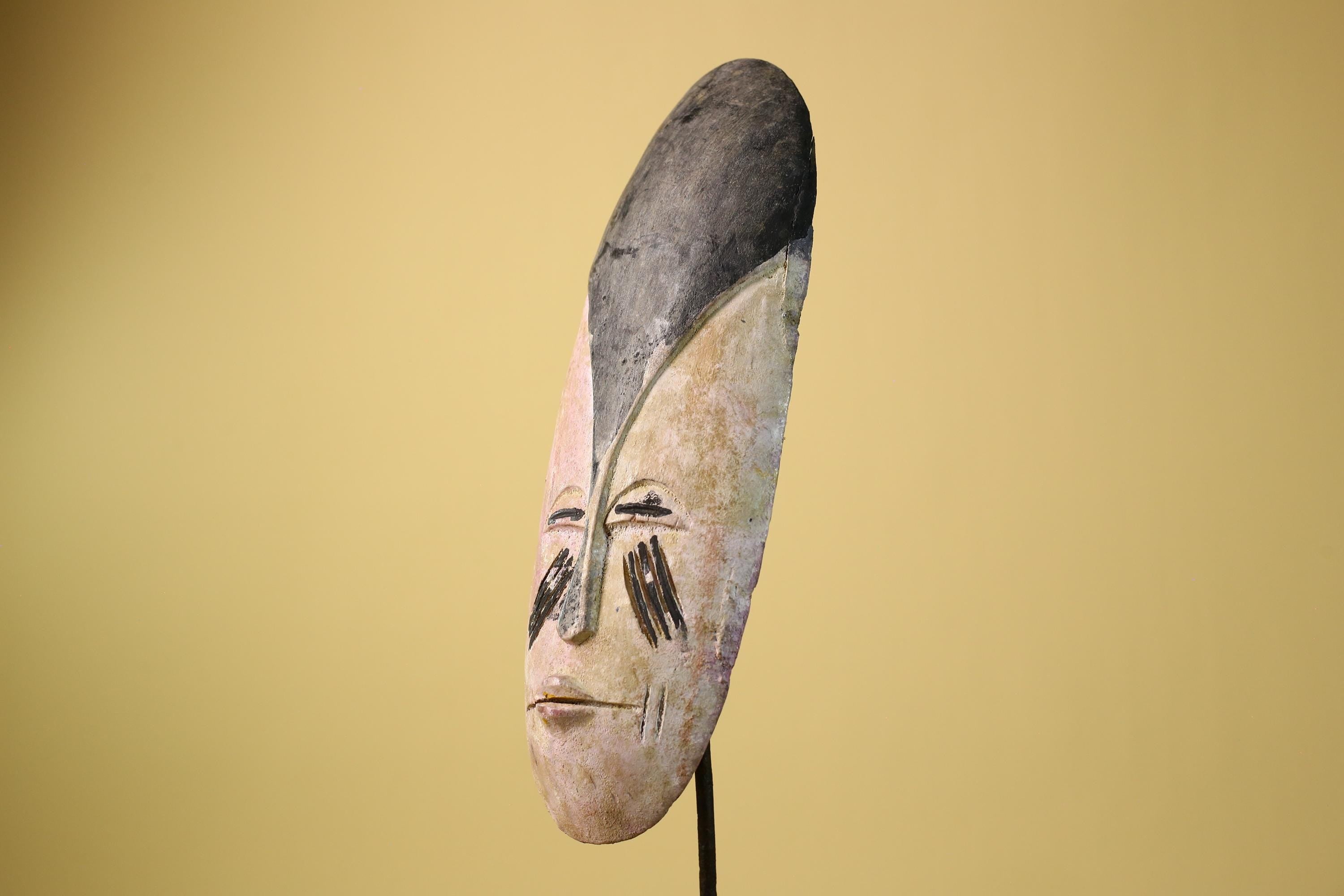 African Tribal Mask Carved Wood Painted Features Gabon Art Decor-G5947