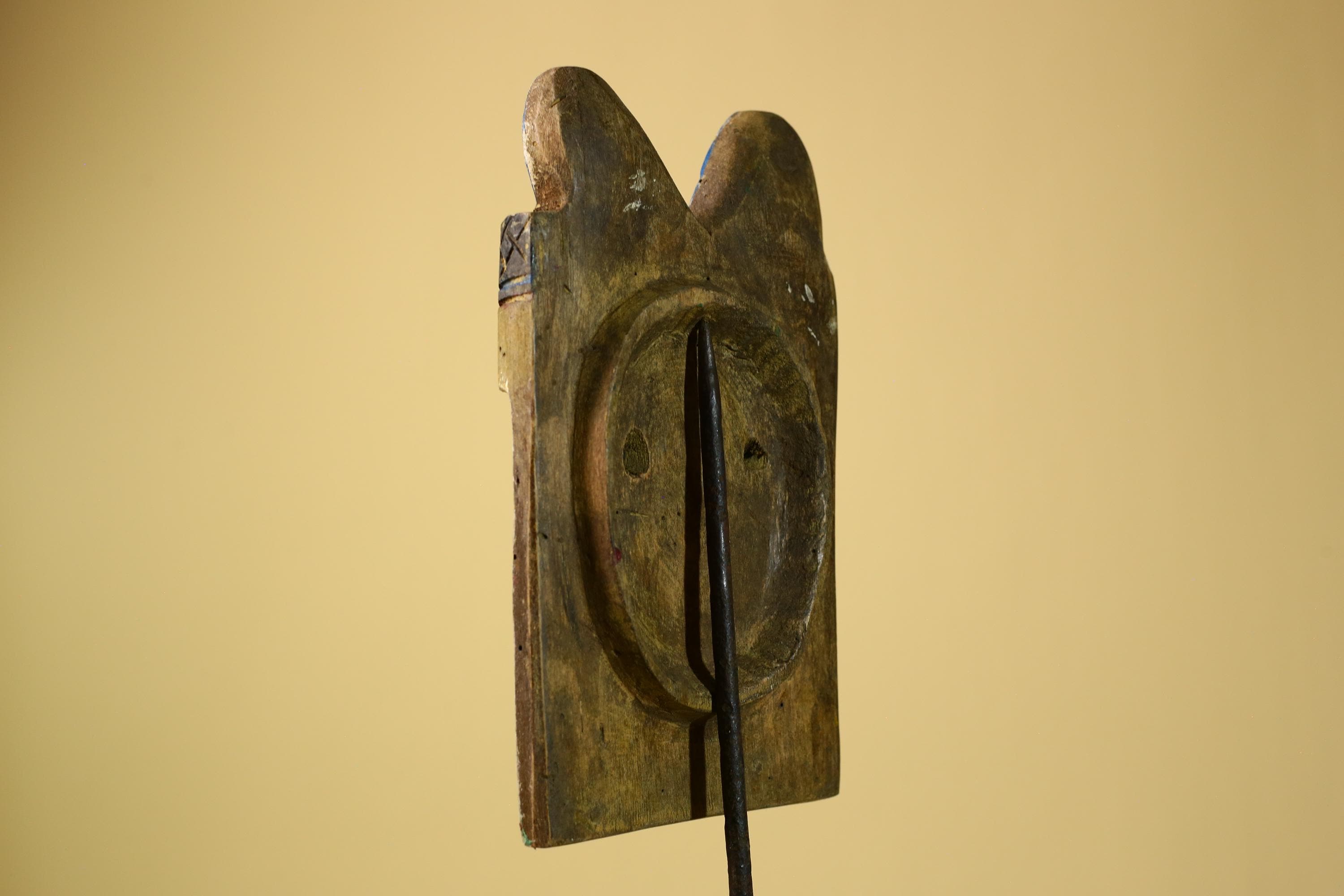 African Tribal Mask Carved Wood Painted Features Congo Wall Art Decor-G5948