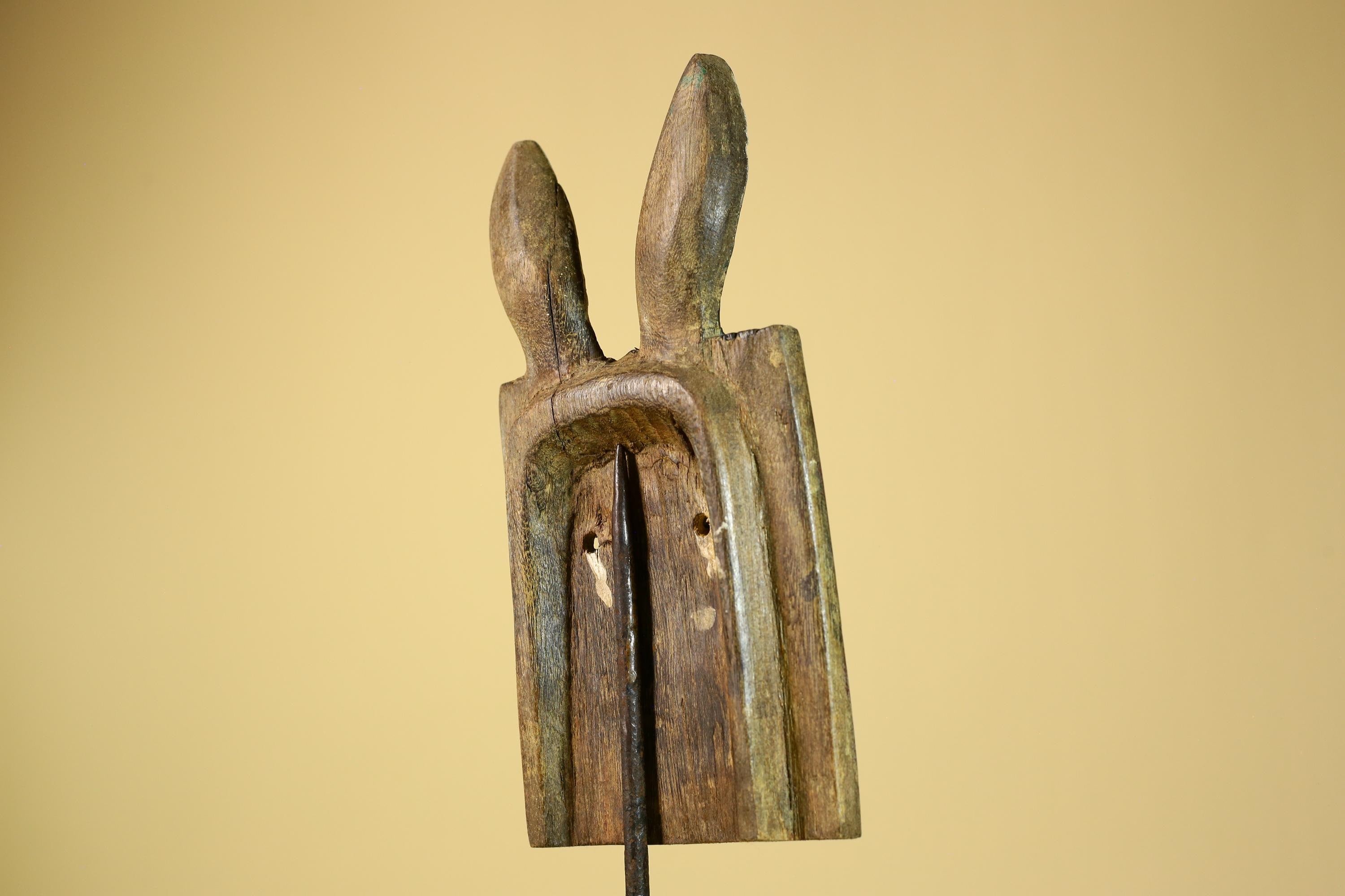 African Bwa Mask Carved Wood Painted Geometric Design Burkina Faso Tribal Art-G5949