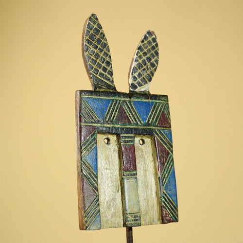 African Bwa Mask Carved Wood Painted Geometric Design Burkina Faso Tribal Art-G5949