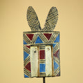 African Bwa Mask Carved Wood Painted Geometric Burkina Faso Tribal Decor-G5950