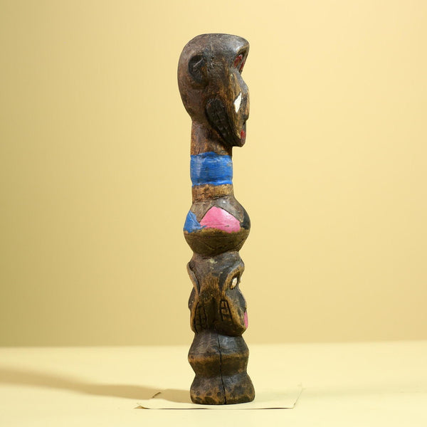 African Tribal Statue Carved Wood Double Head Figure West Africa Art Decor-G5951