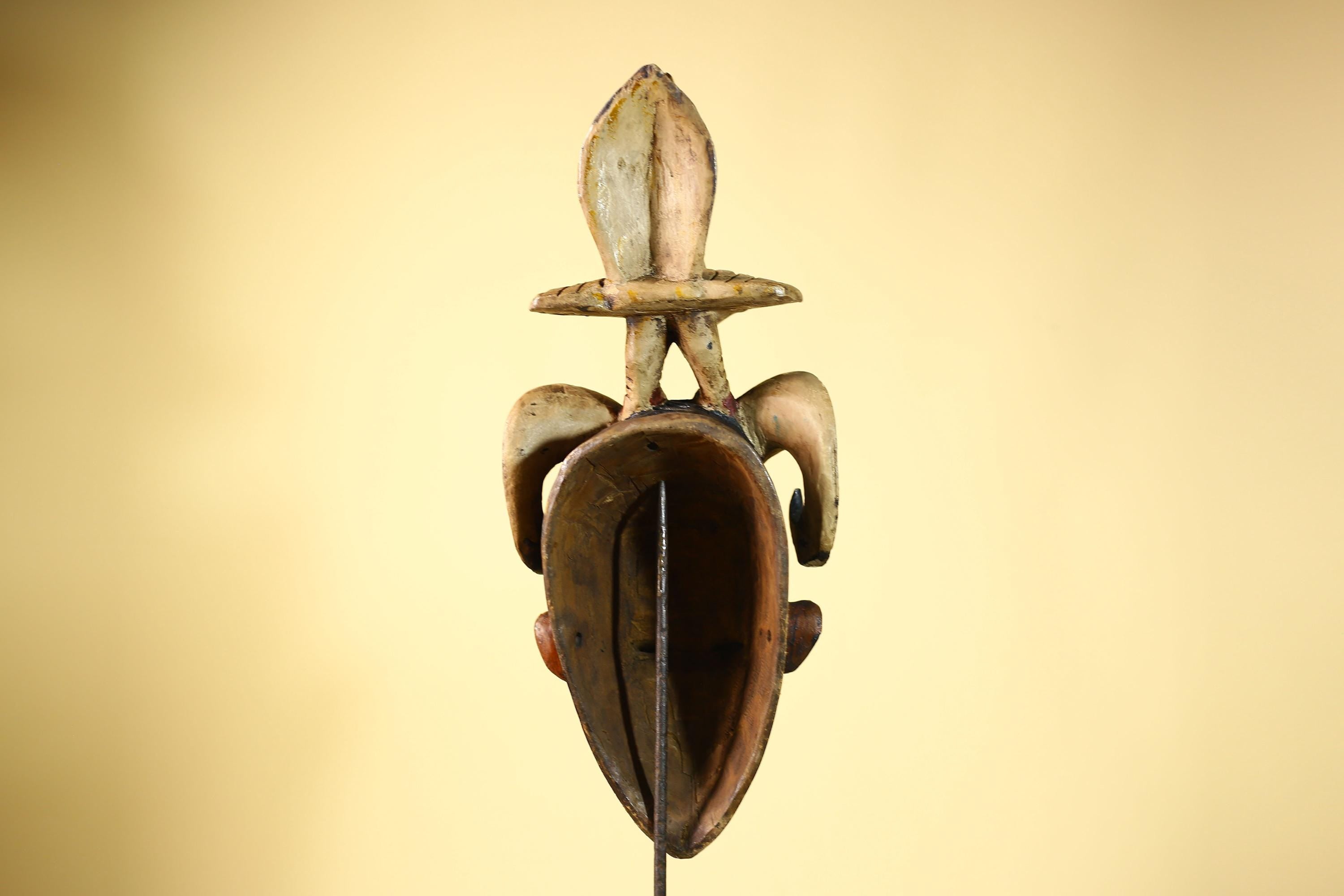 Large Guro Mask with Rooster Figure African Tribal Wood Carved Mask Art-G6048