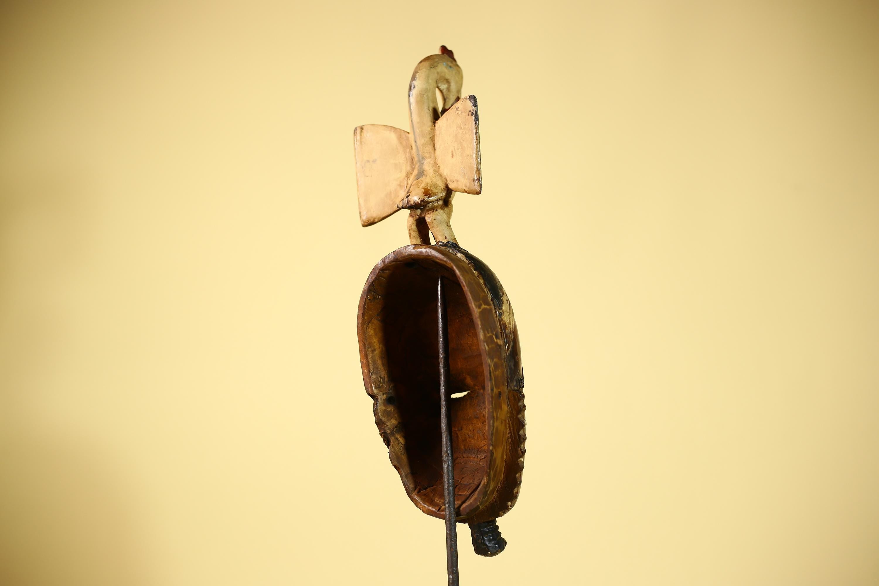 African Guro Mask with Bird Crest Hand Carved Tribal Wood Art Wall Display-G6059
