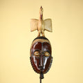 African Guro Mask with Bird Crest Hand Carved Tribal Wood Art Wall Display-G6059