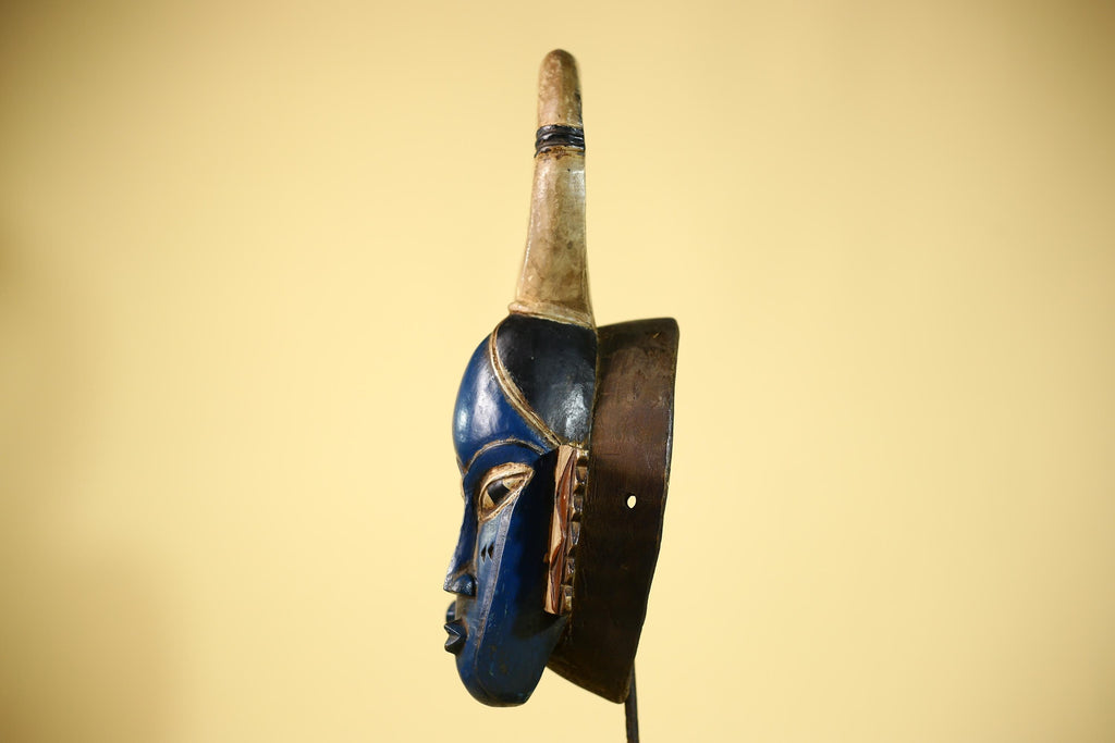 Guro Mask Double Face with Looped Horns Hand Carved Tribal Art Decor-G6060