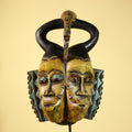 African Guro Mask Double Face Tribal Art Serpent Crest Carved Wall Decor-G6061