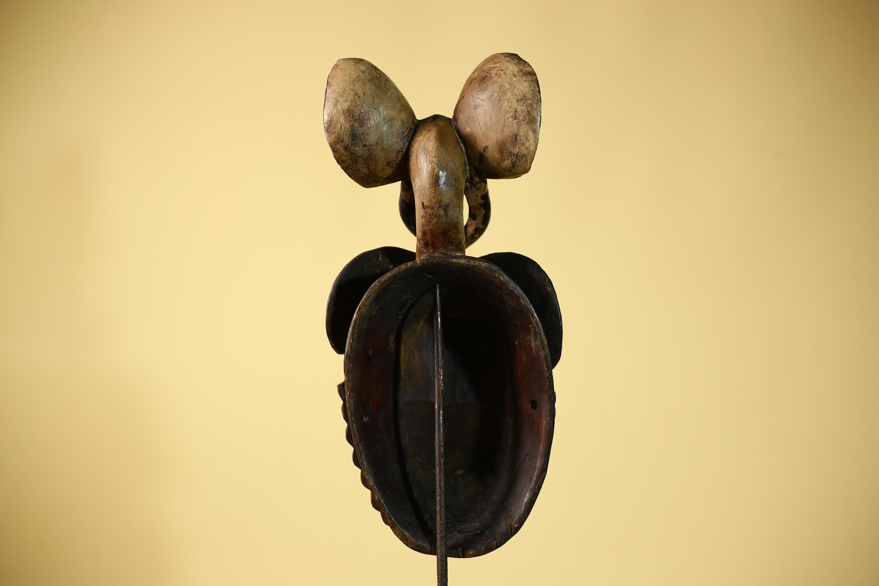 Vintage Guro Tribal Mask African Carved Ram Horn & elephant crest Wall Art-G6063