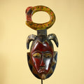 African Guro Tribal Mask  Wall Art Hand Carved Serpent Crest Home Decor-G6064