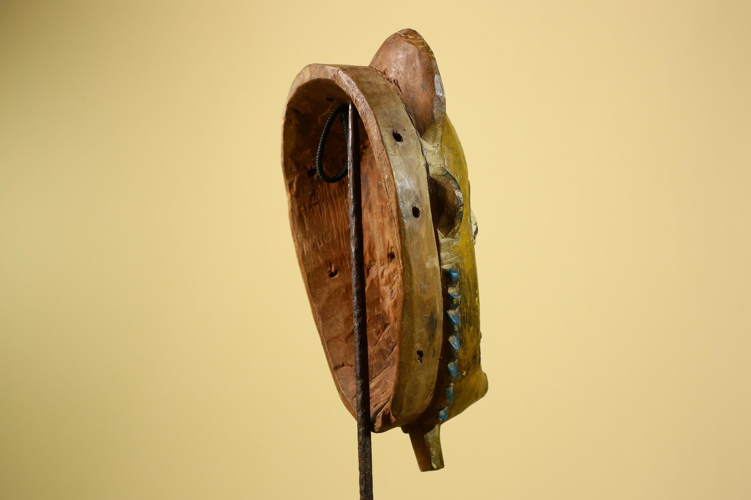 African Baule Mask Carved Wood Painted Tribal Art Côte d’Ivoire Vintage-G5954
