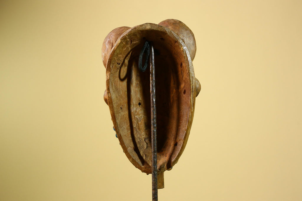 African Baule Mask Carved Wood Painted Tribal Art Côte d’Ivoire Vintage-G5954
