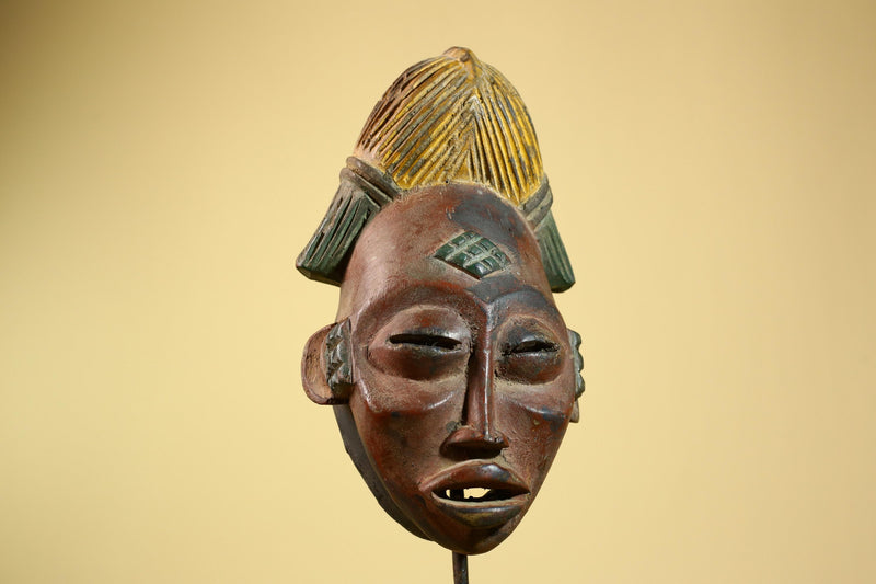 African Tribal Mask – Hand-Carved Wood Sculpture with Painted Details -G5955