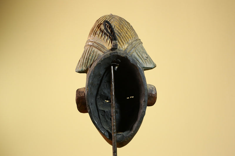 African Tribal Mask – Hand-Carved Wood Sculpture with Painted Details -G5955