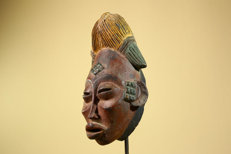 African Tribal Mask – Hand-Carved Wood Sculpture with Painted Details -G5955