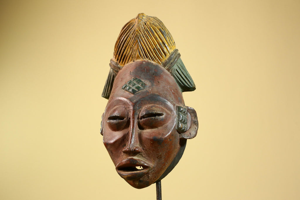 African Tribal Mask – Hand-Carved Wood Sculpture with Painted Details -G5955