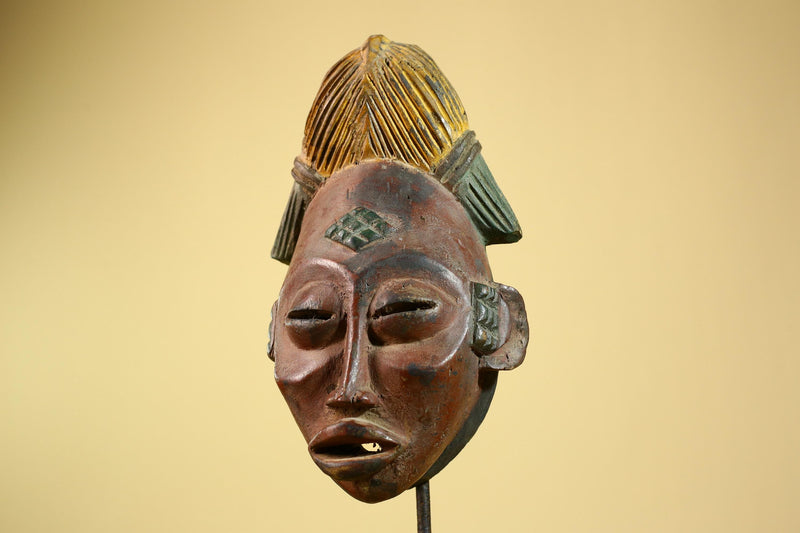 African Tribal Mask – Hand-Carved Wood Sculpture with Painted Details -G5955