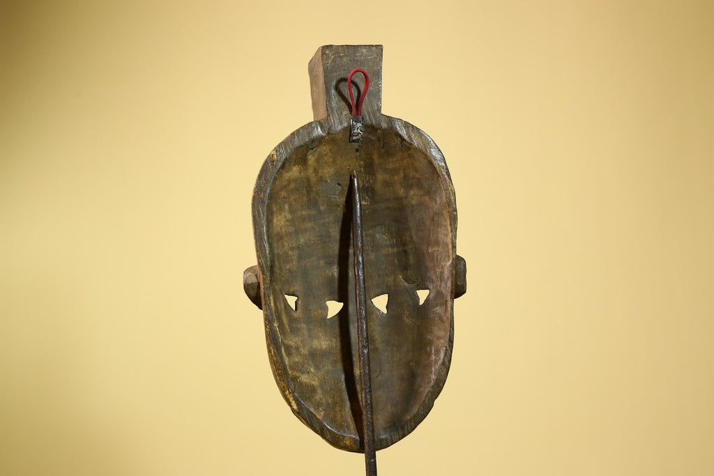 African Guro Mask Geometric Carved Dark Wood Tribal Art Côte d’Ivoire Handcrafted-G5957