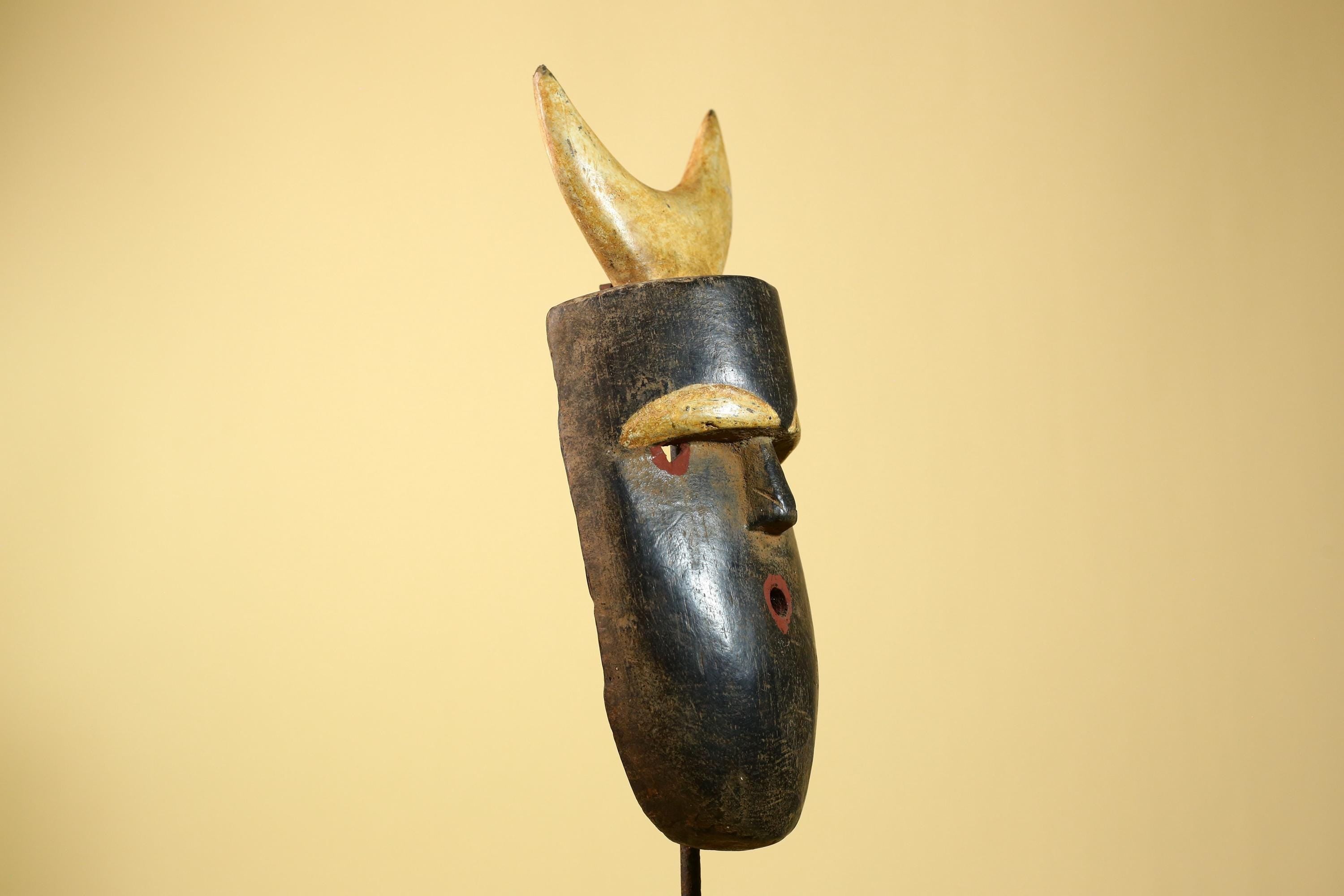Crescent Moon Carved Wood African Bwa Mask  Tribal Art Burkina Faso Vintage-G5958