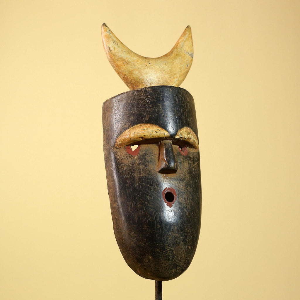 Crescent Moon Carved Wood African Bwa Mask  Tribal Art Burkina Faso Vintage-G5958