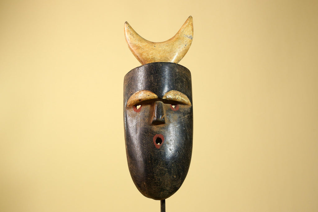 Crescent Moon Carved Wood African Bwa Mask  Tribal Art Burkina Faso Vintage-G5958