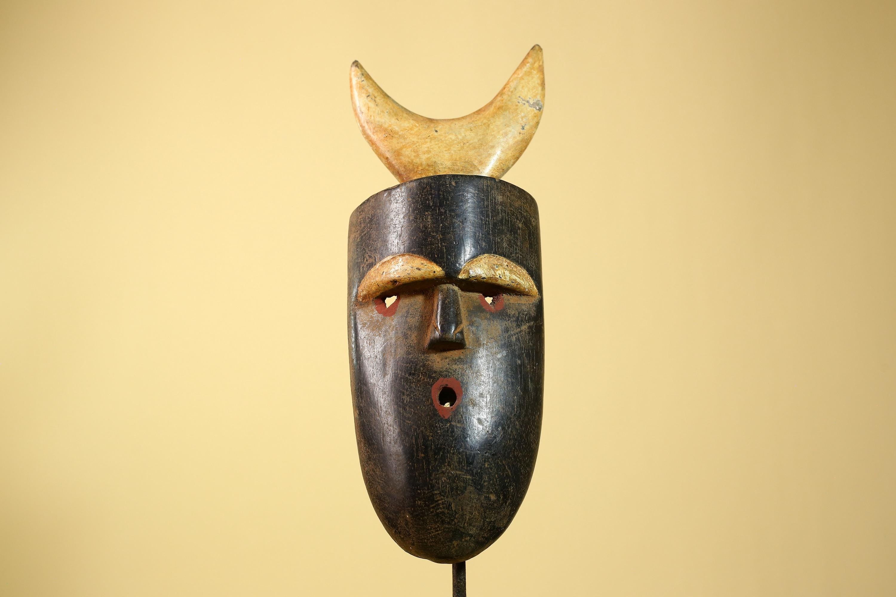 Crescent Moon Carved Wood African Bwa Mask  Tribal Art Burkina Faso Vintage-G5958