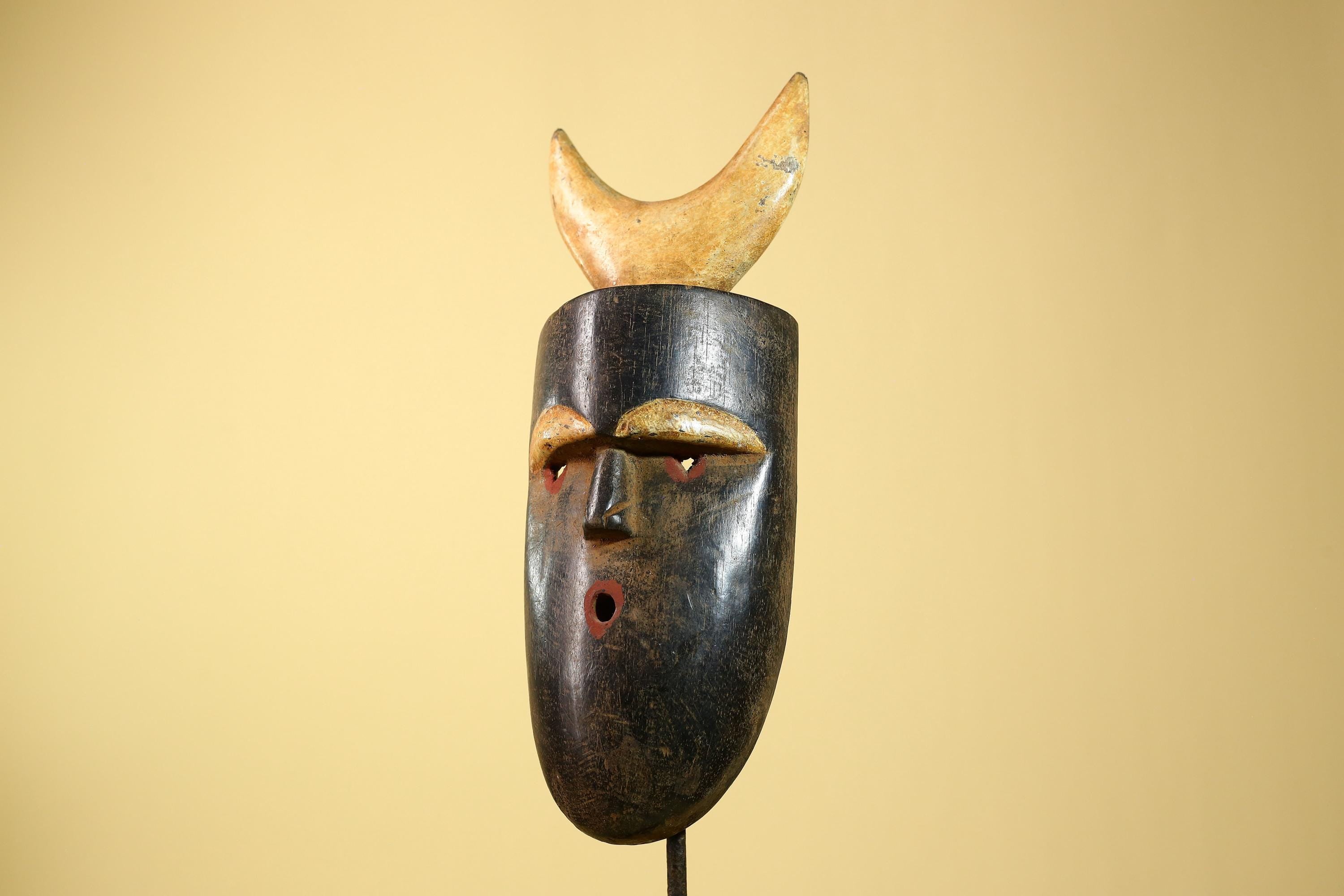 Crescent Moon Carved Wood African Bwa Mask  Tribal Art Burkina Faso Vintage-G5958