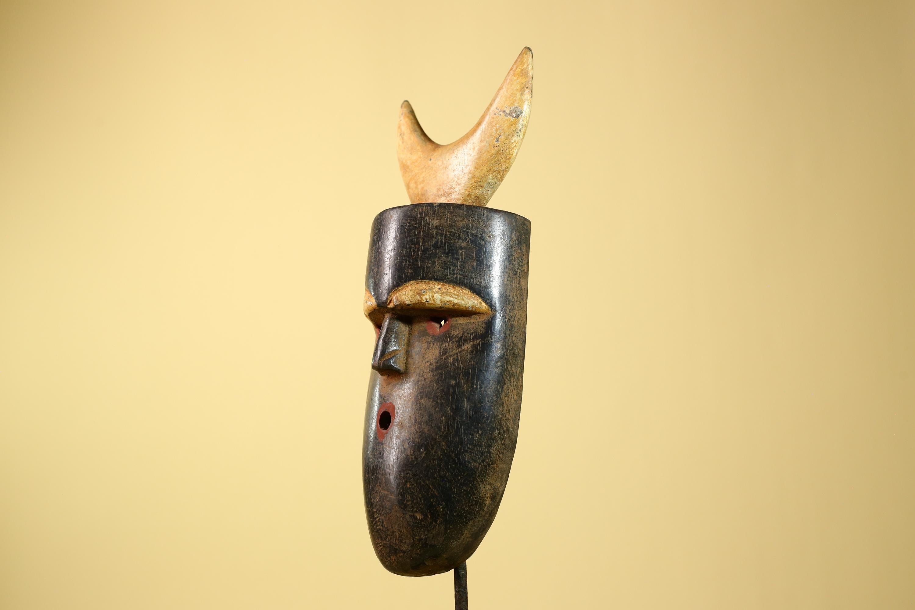 Crescent Moon Carved Wood African Bwa Mask  Tribal Art Burkina Faso Vintage-G5958