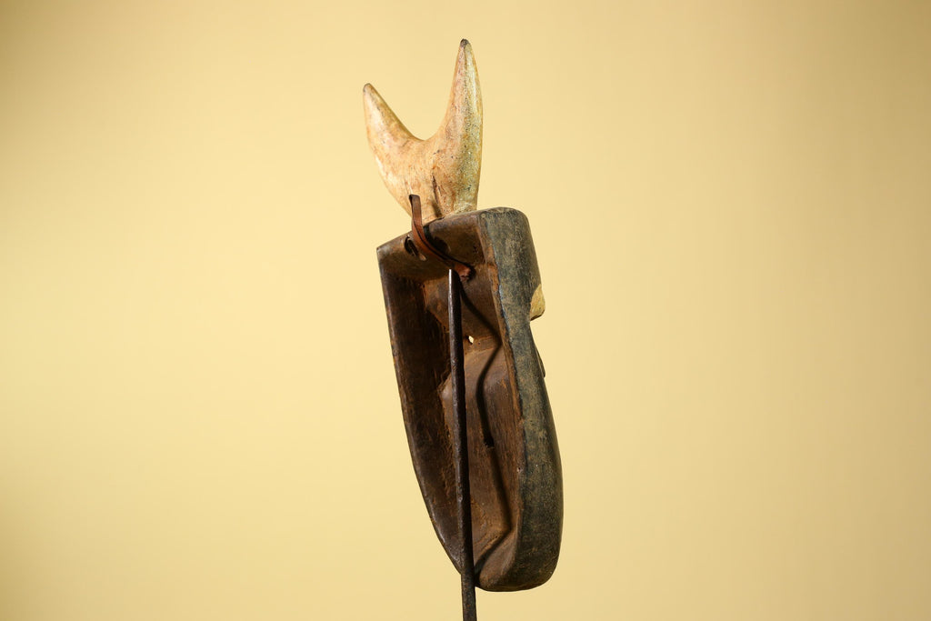 Crescent Moon Carved Wood African Bwa Mask  Tribal Art Burkina Faso Vintage-G5958