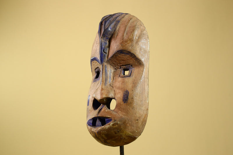 African Dan Gio Mask Carved Wood Blue Pigments Tribal Art Côte d’Ivoire Vintage-G5959