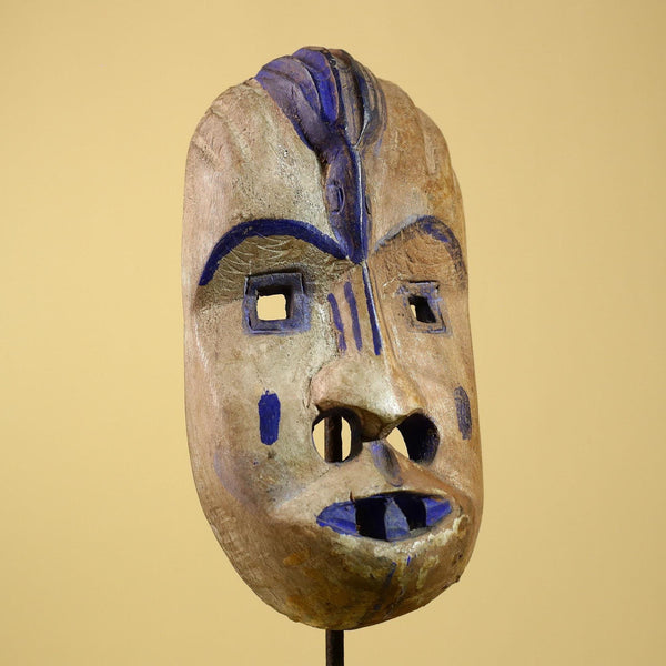 African Dan Gio Mask Carved Wood Blue Pigments Tribal Art Côte d’Ivoire Vintage-G5959