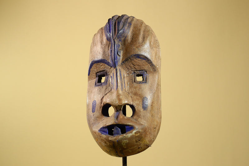 African Dan Gio Mask Carved Wood Blue Pigments Tribal Art Côte d’Ivoire Vintage-G5959