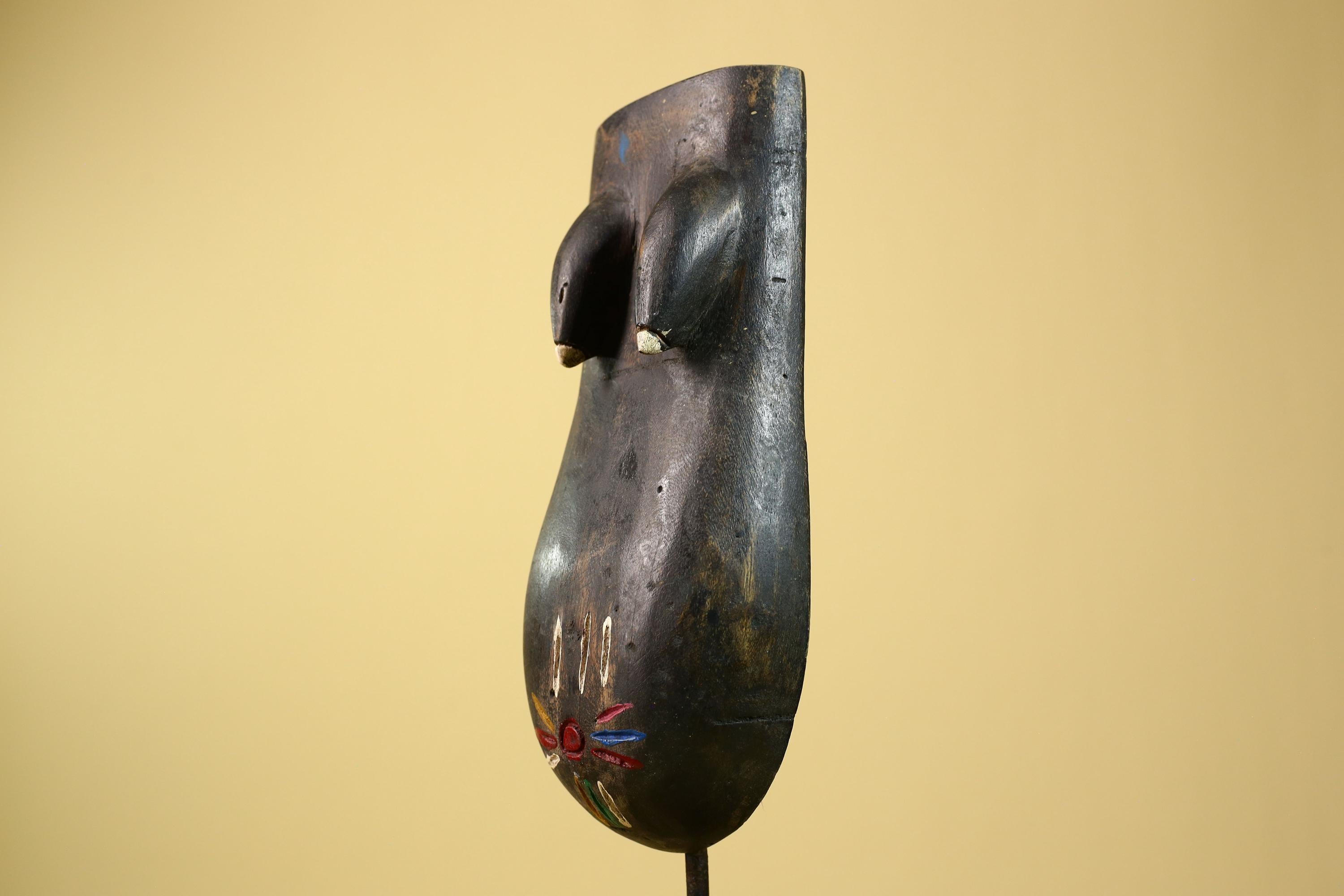 African Dan Torso Mask Carved Wood Painted Details West Africa Tribal Art-G5961