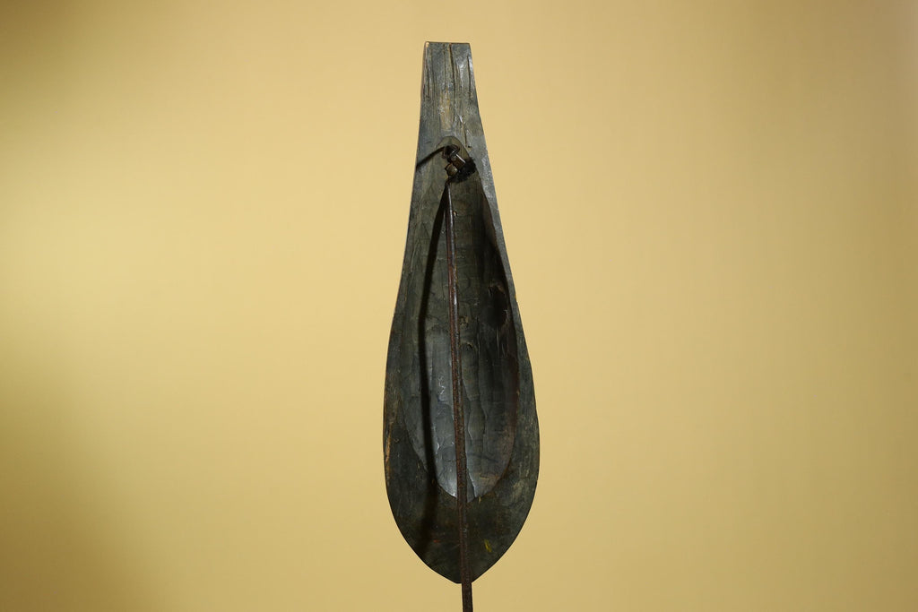 African Tribal Mask Carved Wood Blue Yellow Panels West Africa Art Decor-G5963