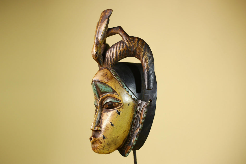 Guro Spirit Mask African Handmade Carved Wood Tribal Art Decor Wall Sculpture-G6068