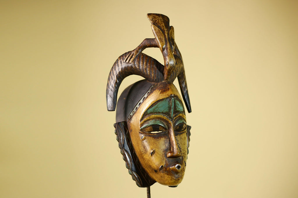 Guro Spirit Mask African Handmade Carved Wood Tribal Art Decor Wall Sculpture-G6068