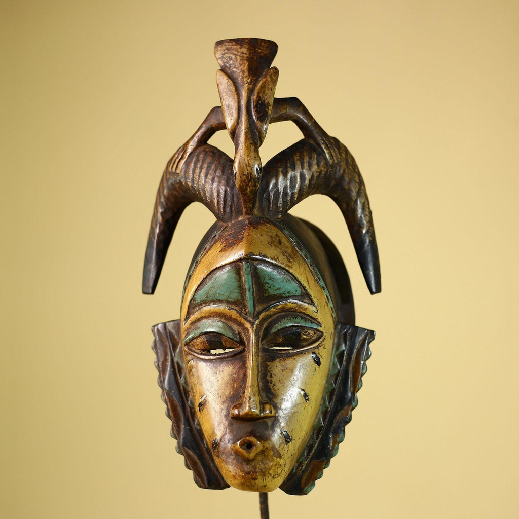 Guro Spirit Mask African Handmade Carved Wood Tribal Art Decor Wall Sculpture-G6068