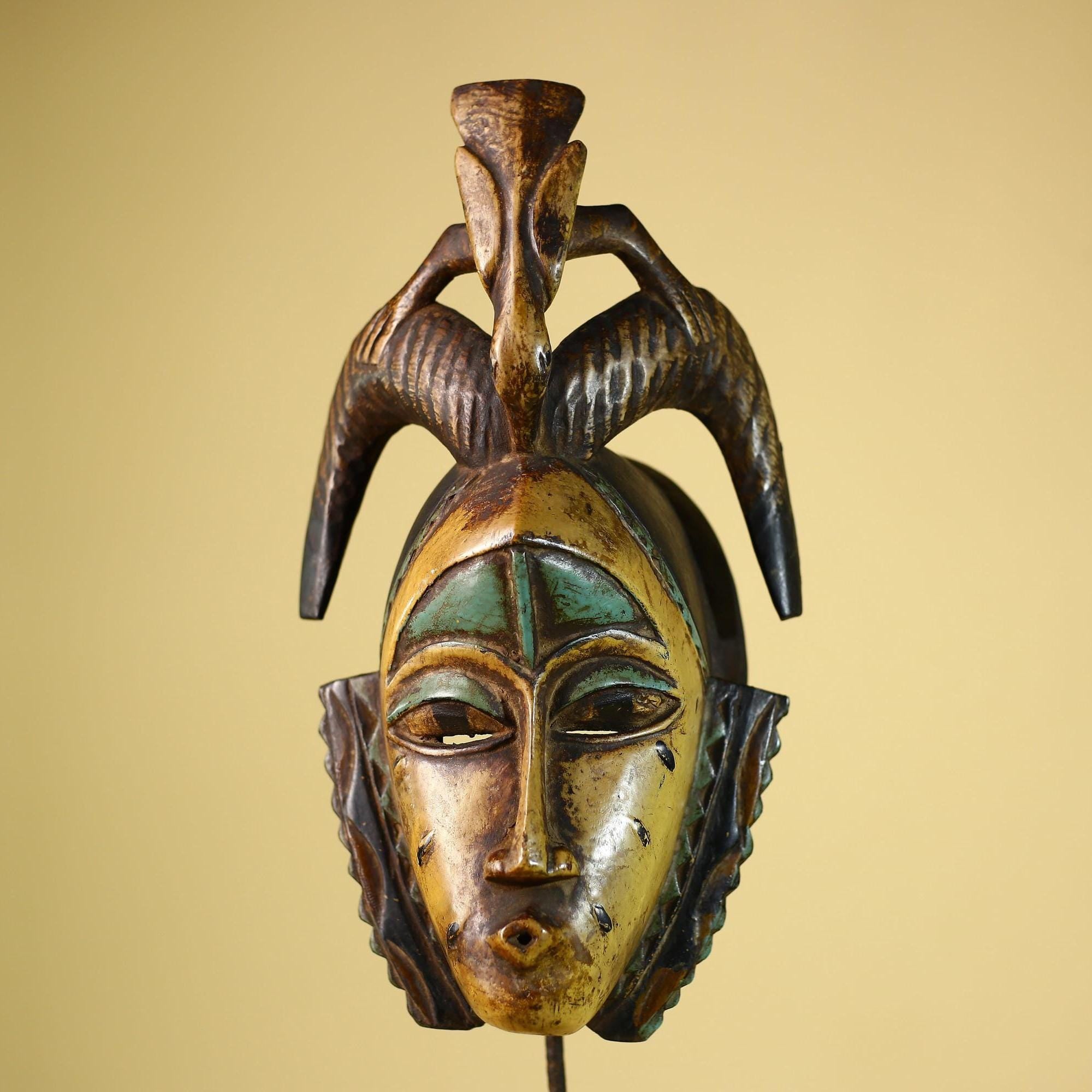 Guro Spirit Mask African Handmade Carved Wood Tribal Art Decor Wall Sculpture-G6068