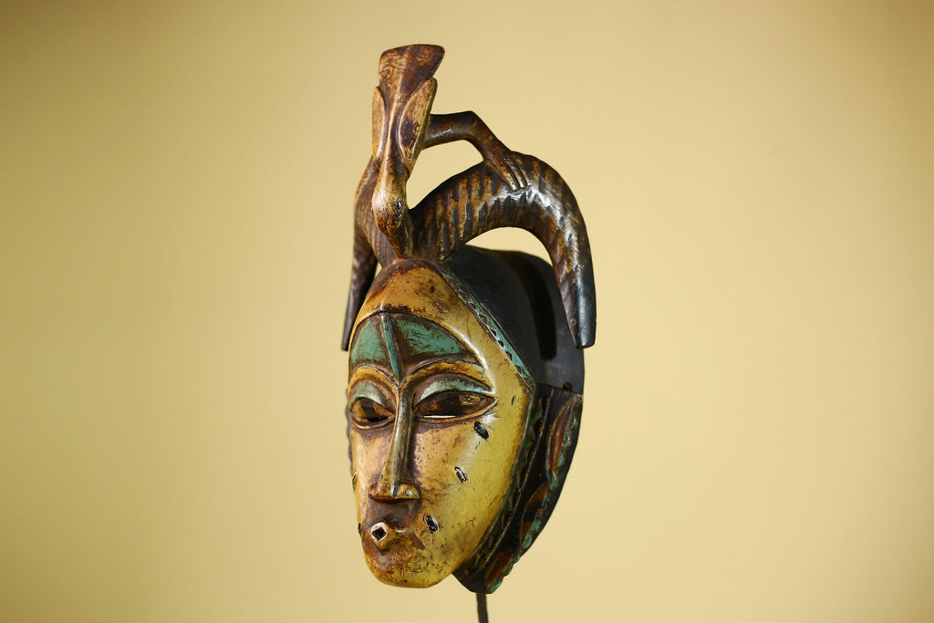 Guro Spirit Mask African Handmade Carved Wood Tribal Art Decor Wall Sculpture-G6068