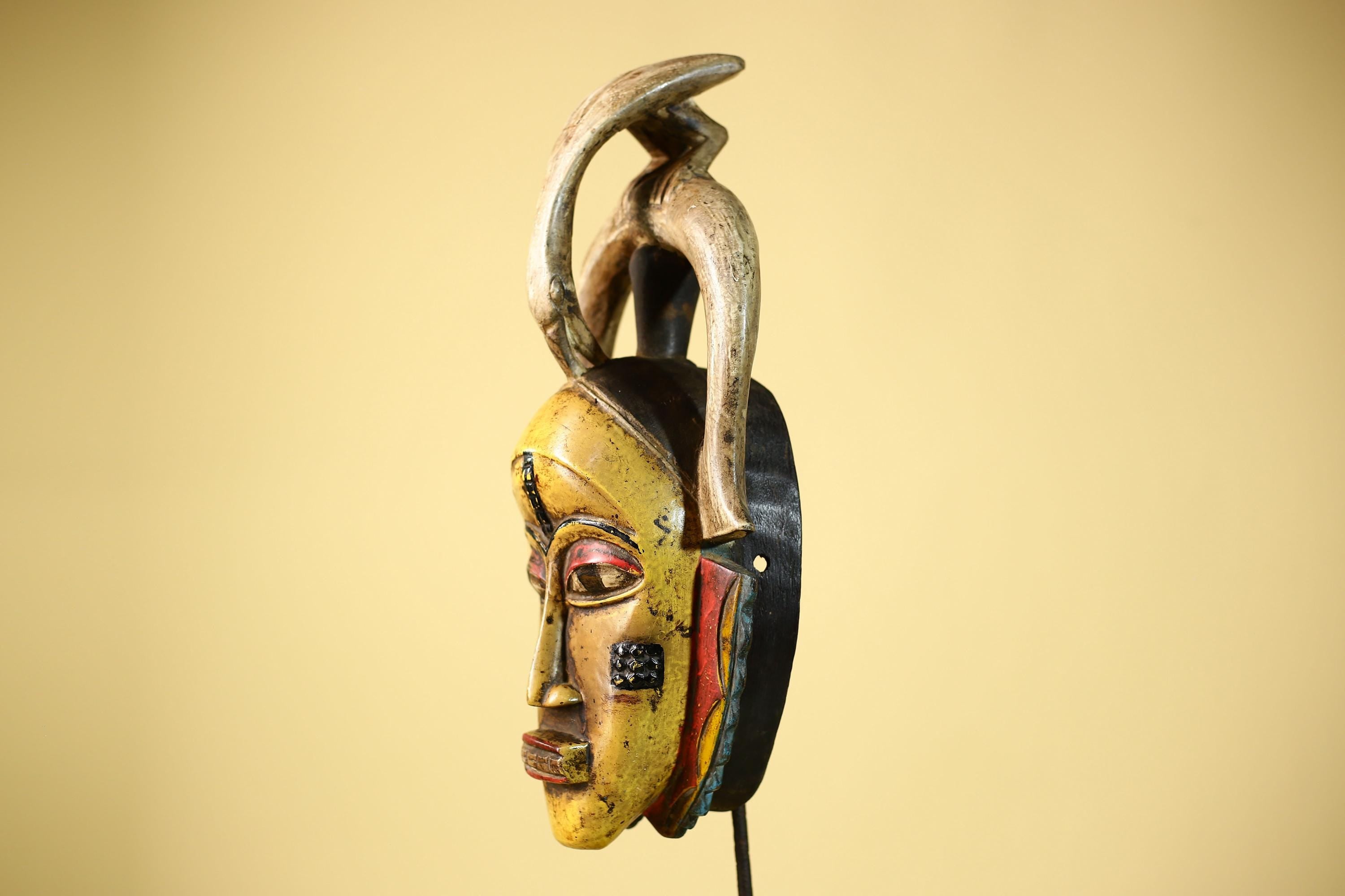 Handmade Guro Tribal Mask African Spirit Wall Art Multicolor Vintage Decor-G6069
