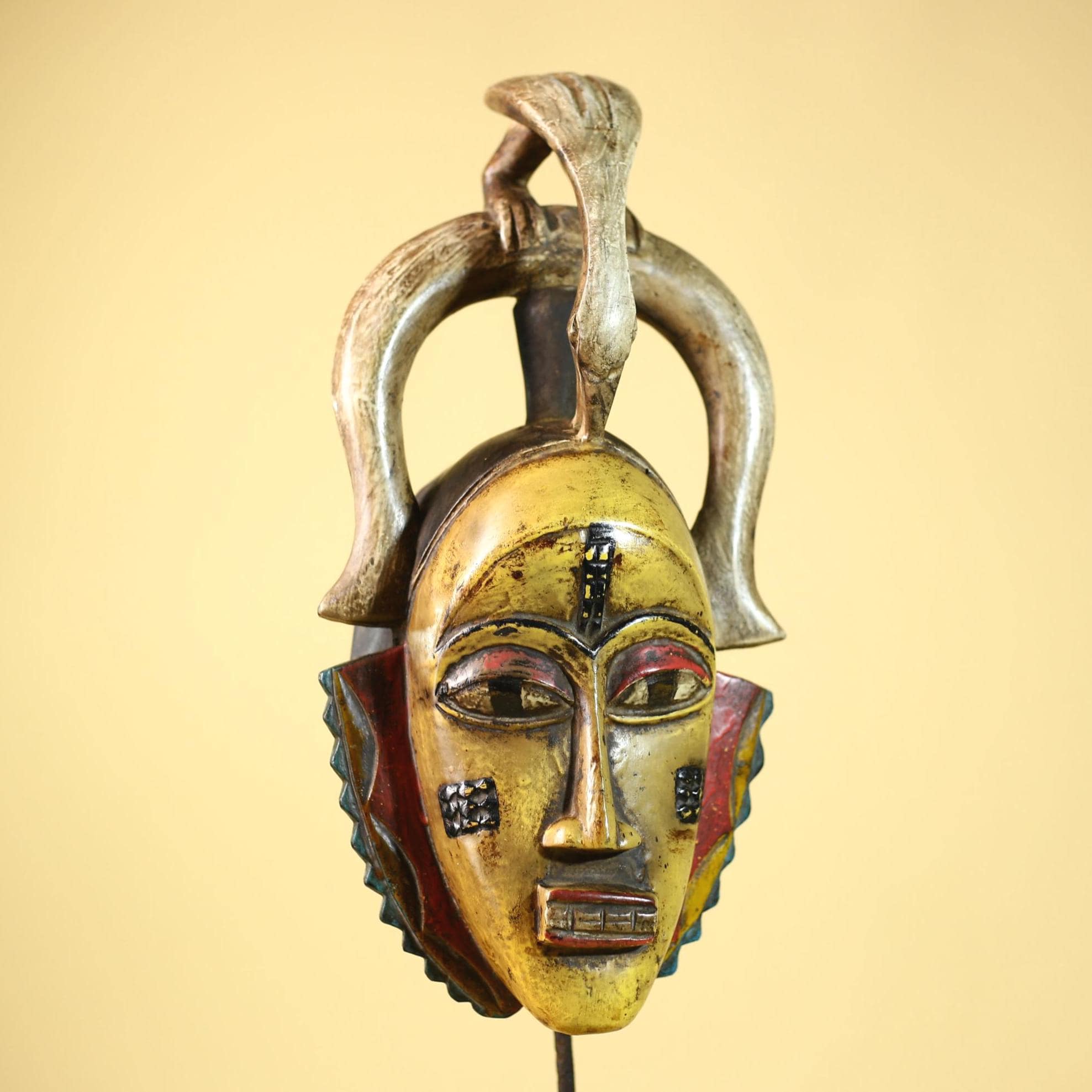 Handmade Guro Tribal Mask African Spirit Wall Art Multicolor Vintage Decor-G6069