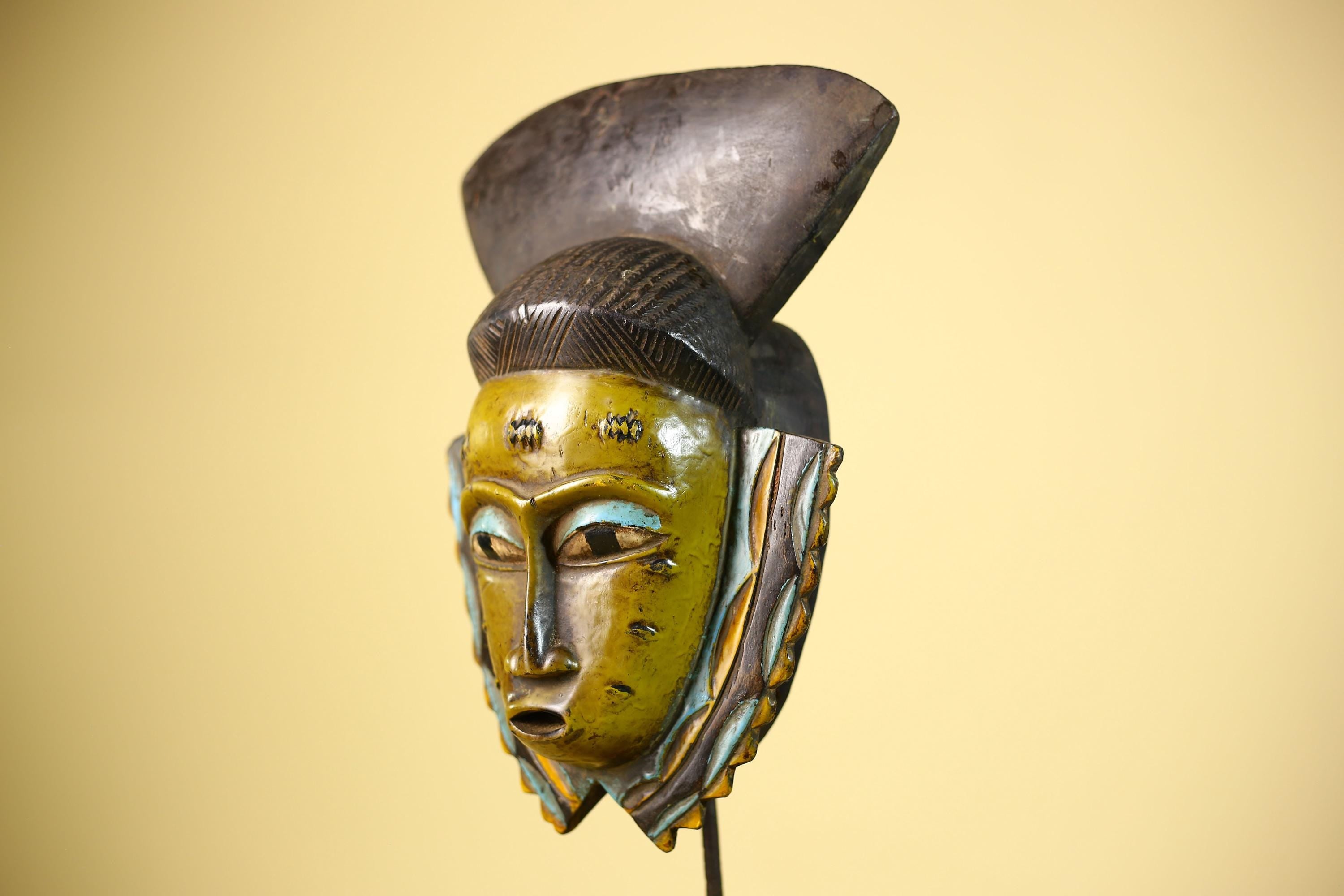 African Guro Mask Vintage Handmade Tribal Wall Art Carved Wood Unique Decor-G6073