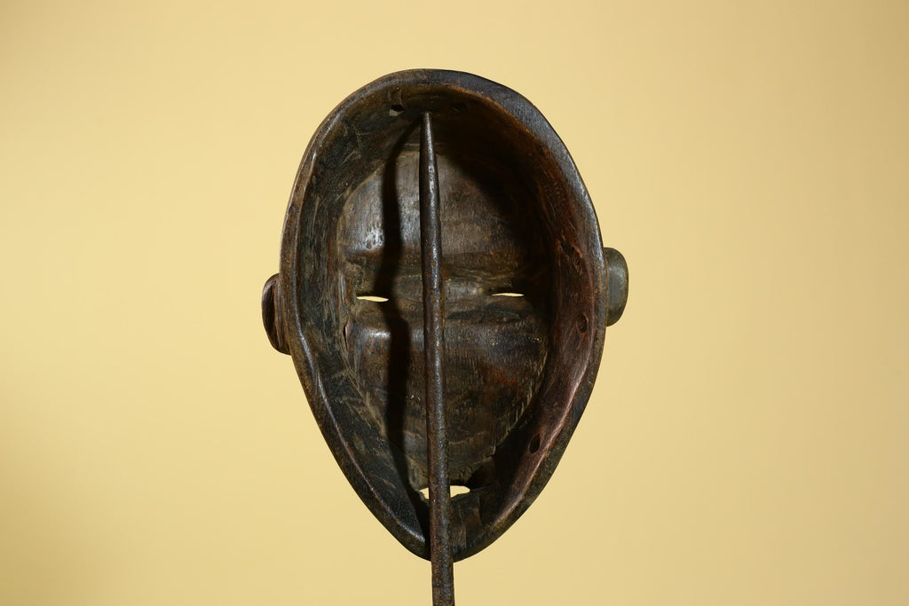 African Dan Mask Carved Wood Domed Face Liberia Tribal Art Wall Display-G5965
