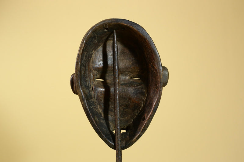 African Dan Mask Carved Wood Domed Face Liberia Tribal Art Wall Display-G5965