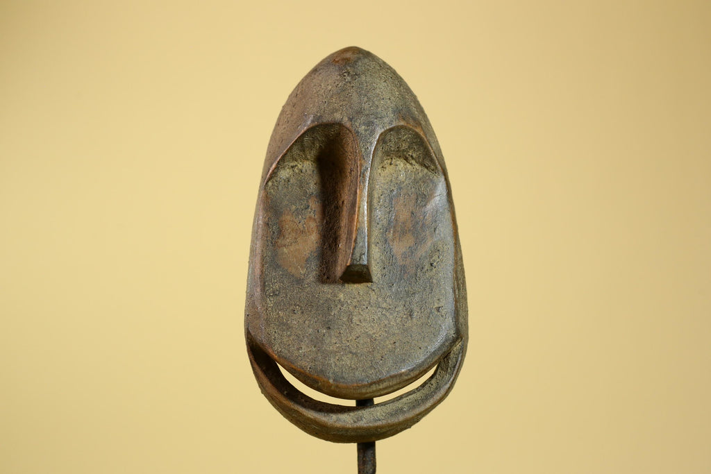 Smiling African Face Dan Mask Carved Wood Liberia Tribal Art Decor-G5967