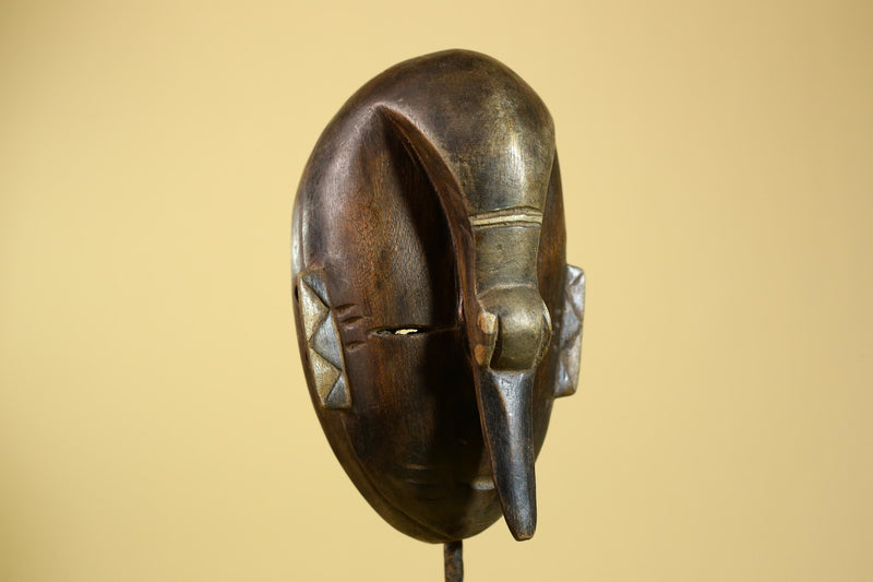 African Dan Mask Carved Wood Long Nose Tribal Art Côte d’Ivoire Decor-G5968