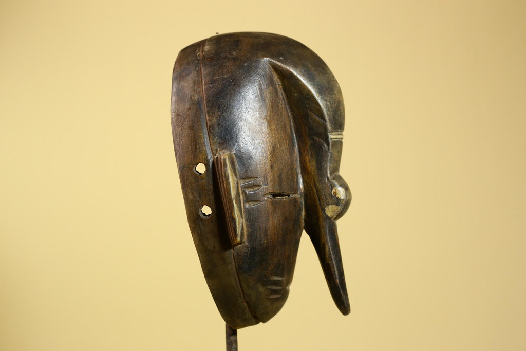 African Dan Mask Carved Wood Long Nose Tribal Art Côte d’Ivoire Decor-G5968