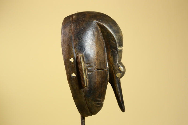 African Dan Mask Carved Wood Long Nose Tribal Art Côte d’Ivoire Decor-G5968