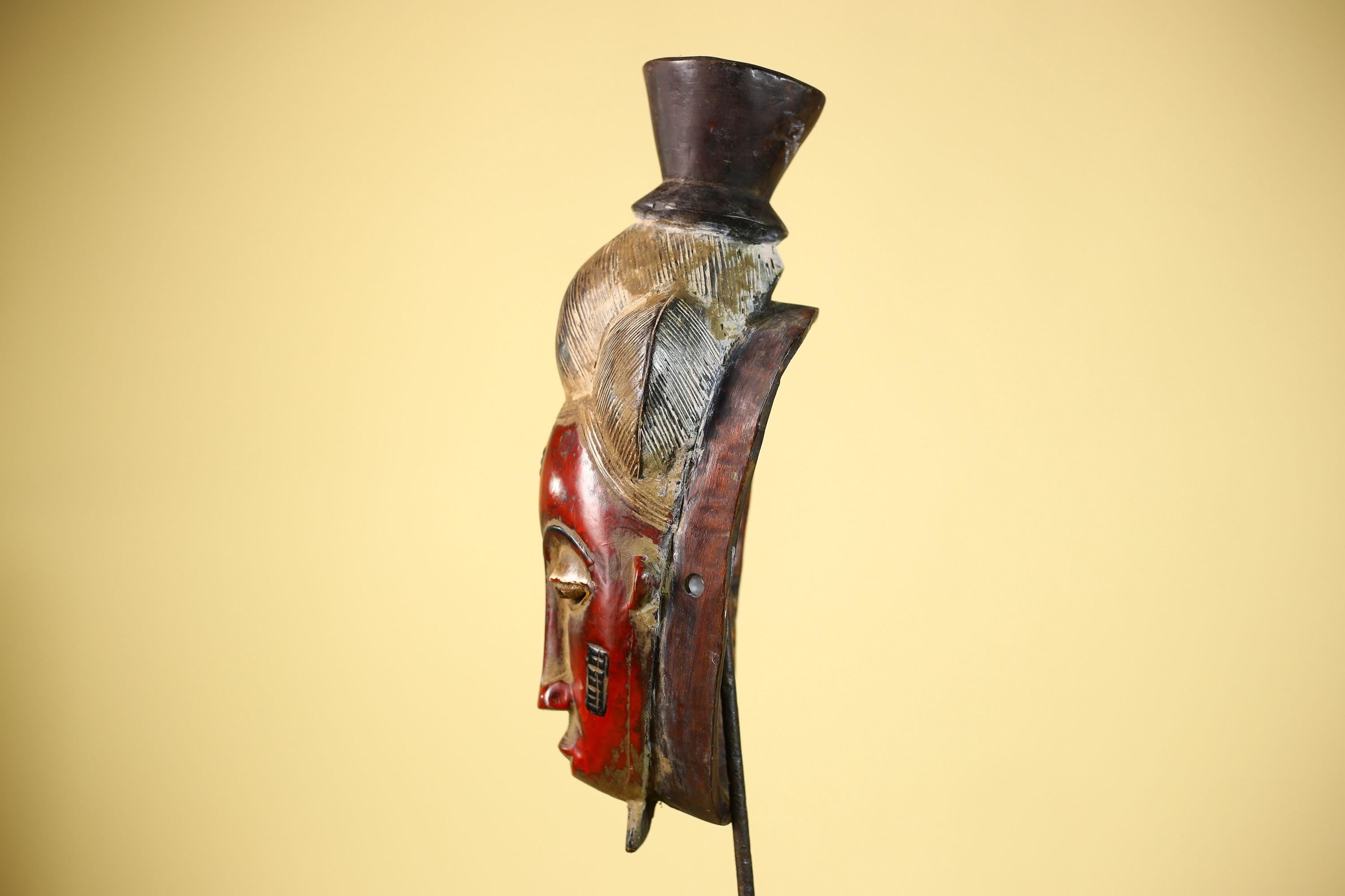 African Guro Mask Vintage Handmade Tribal Art Wooden Decor -G6075