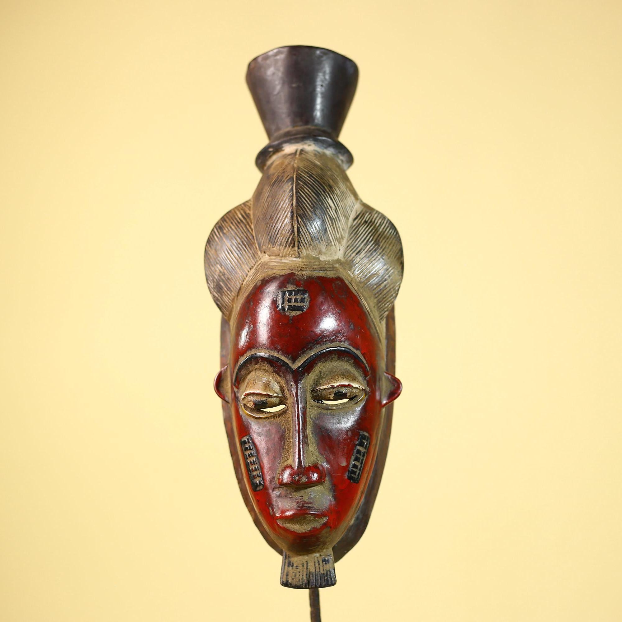 African Guro Mask Vintage Handmade Tribal Art Wooden Decor -G6075