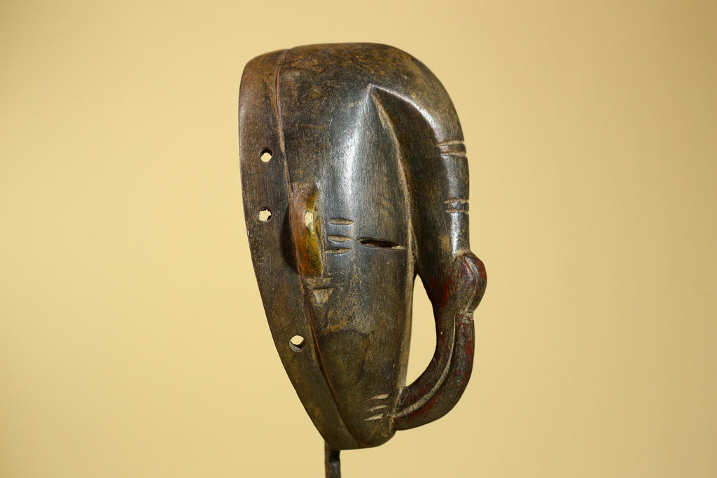 African Dan Mask Carved Wood Elongated Face Côte d’Ivoire Tribal Art Decor-G5969